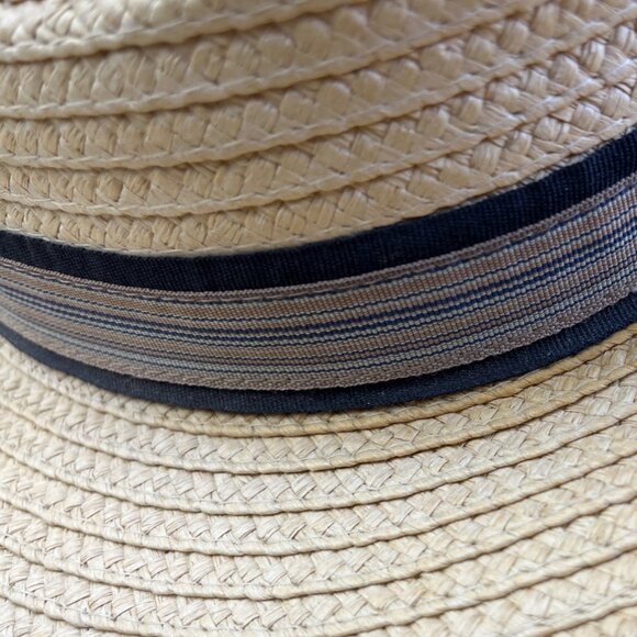 Mens Dorfman Pacific Co. Straw Fedora Hat With Black & Beige Striped Band - Picture 6 of 12